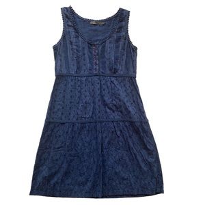 prAna Kendall Eyelet Lace Sleeveless Blue Tank Mini Dress Size Small